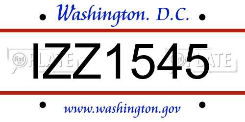 IZZ1545 District Of Columbia License Plate
