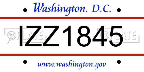 IZZ1845 District Of Columbia License Plate