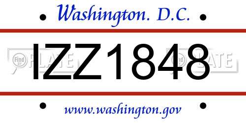 IZZ1848 District Of Columbia License Plate