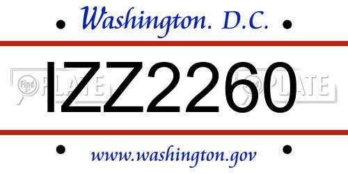 IZZ2260 District Of Columbia License Plate