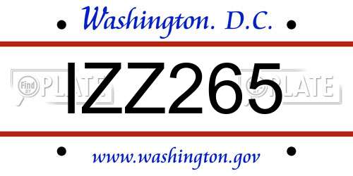 IZZ265 District Of Columbia License Plate