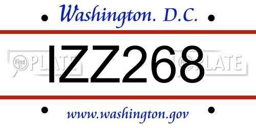 IZZ268 District Of Columbia License Plate
