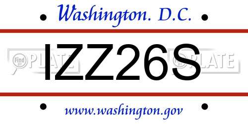 IZZ26S District Of Columbia License Plate