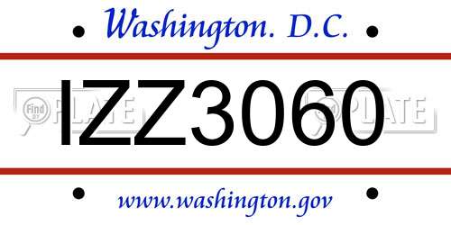IZZ3060 District Of Columbia License Plate
