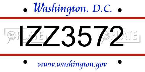 IZZ3572 District Of Columbia License Plate