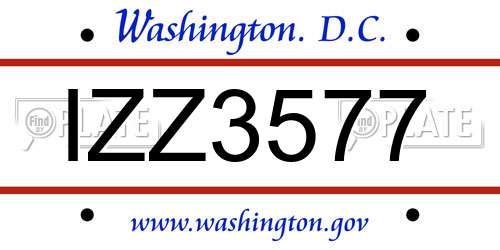 IZZ3577 District Of Columbia License Plate