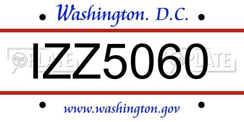 IZZ5060 District Of Columbia License Plate
