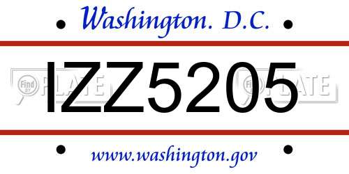 IZZ5205 District Of Columbia License Plate