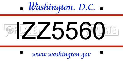 IZZ5560 District Of Columbia License Plate