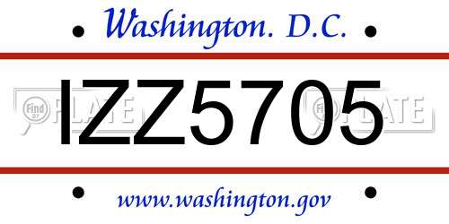 IZZ5705 District Of Columbia License Plate
