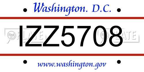 IZZ5708 District Of Columbia License Plate