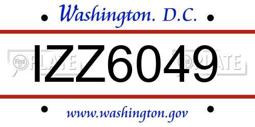 IZZ6049 District Of Columbia License Plate