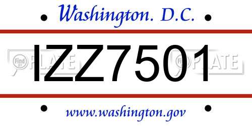 IZZ7501 District Of Columbia License Plate