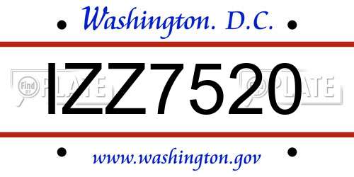 IZZ7520 District Of Columbia License Plate