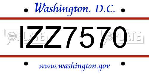 IZZ7570 District Of Columbia License Plate