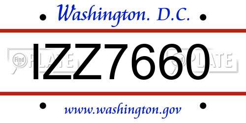 IZZ7660 District Of Columbia License Plate