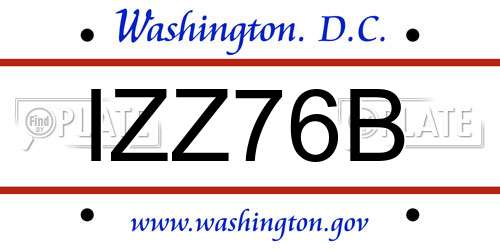 IZZ76B District Of Columbia License Plate