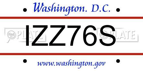 IZZ76S District Of Columbia License Plate