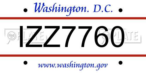 IZZ7760 District Of Columbia License Plate