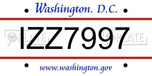 IZZ7997 District Of Columbia License Plate