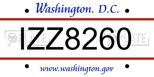 IZZ8260 District Of Columbia License Plate