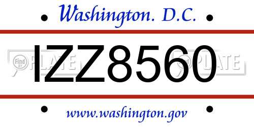 IZZ8560 District Of Columbia License Plate