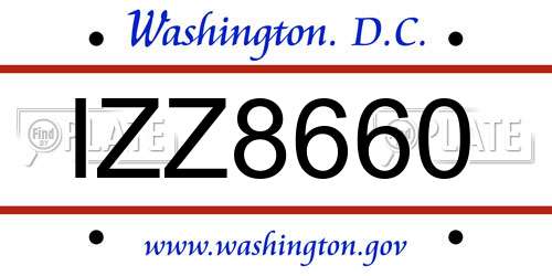 IZZ8660 District Of Columbia License Plate
