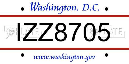 IZZ8705 District Of Columbia License Plate