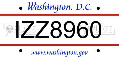 IZZ8960 District Of Columbia License Plate