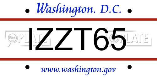 IZZT65 District Of Columbia License Plate