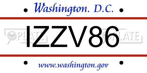 IZZV86 District Of Columbia License Plate