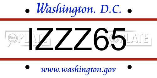 IZZZ65 District Of Columbia License Plate