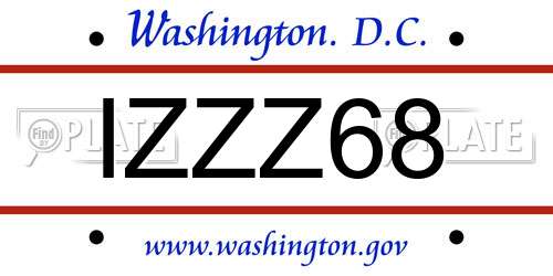 IZZZ68 District Of Columbia License Plate
