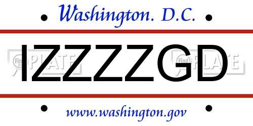 IZZZZGD District Of Columbia License Plate