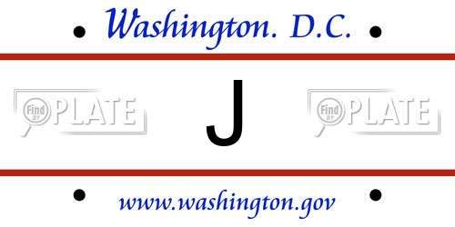 J District Of Columbia License Plate