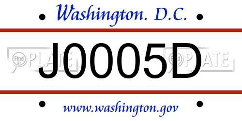 J0005D District Of Columbia License Plate