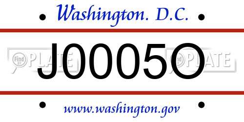 J0005O District Of Columbia License Plate
