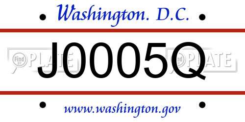 J0005Q District Of Columbia License Plate