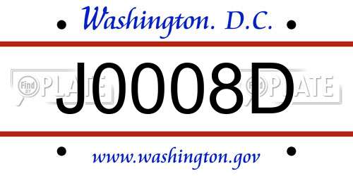 J0008D District Of Columbia License Plate