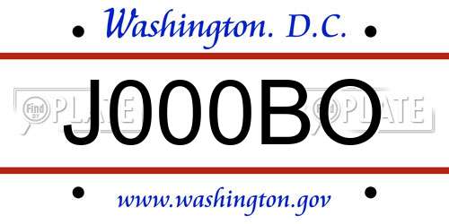 J000BO District Of Columbia License Plate