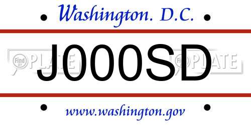 J000SD District Of Columbia License Plate