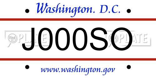 J000SO District Of Columbia License Plate