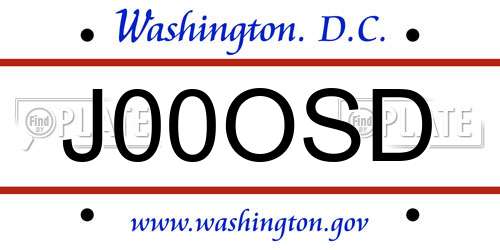 J00OSD District Of Columbia License Plate