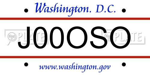 J00OSO District Of Columbia License Plate