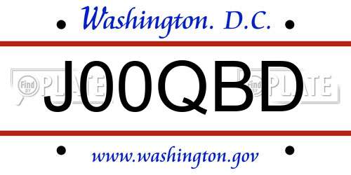 J00QBD District Of Columbia License Plate