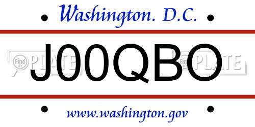 J00QBO District Of Columbia License Plate