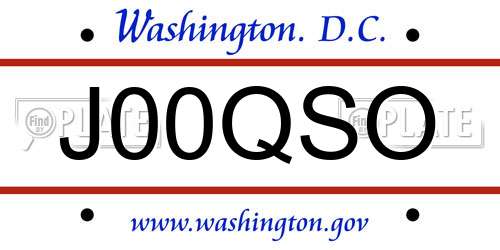 J00QSO District Of Columbia License Plate