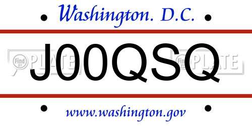J00QSQ District Of Columbia License Plate