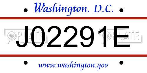 J02291E District Of Columbia License Plate