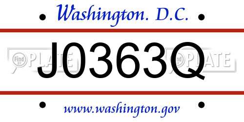 J0363Q District Of Columbia License Plate
